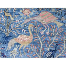 Load image into Gallery viewer, 9&#39;x12&#39; Classic Blue, Afghan Peshawar With Birds Of Paradise Design, Hand Knotted, Vegetable Dyes, Soft And Shiny Wool, Oriental Rug FWR538458