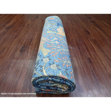Load image into Gallery viewer, 9&#39;x12&#39; Classic Blue, Afghan Peshawar With Birds Of Paradise Design, Hand Knotted, Vegetable Dyes, Soft And Shiny Wool, Oriental Rug FWR538458