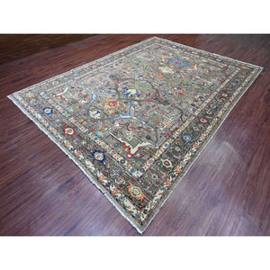 8'9"x12' Nevada Gray, Peshawar with Bijar Garus Design, Aryana Grade, Hand Knotted, Vegetable Dyes, Densely Woven, High Mountain Wool, Oriental Rug FWR538476