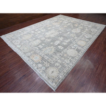 Load image into Gallery viewer, 10&#39;4&quot;x13&#39;9&quot; Spanish Gray, Afghan Angora Oushak with All Over Leaf Design, Natural Dyes, Pure Wool, Hand Knotted, Oriental Rug FWR538530