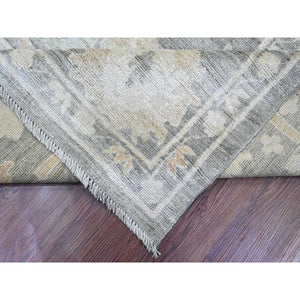 10'4"x13'9" Spanish Gray, Afghan Angora Oushak with All Over Leaf Design, Natural Dyes, Pure Wool, Hand Knotted, Oriental Rug FWR538530