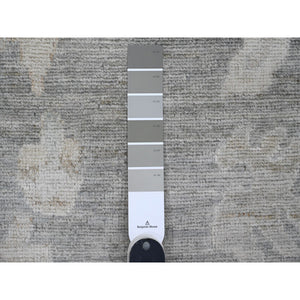 10'4"x13'9" Spanish Gray, Afghan Angora Oushak with All Over Leaf Design, Natural Dyes, Pure Wool, Hand Knotted, Oriental Rug FWR538530