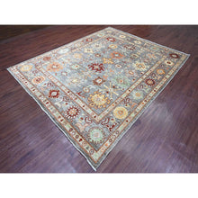Load image into Gallery viewer, 7&#39;10&quot;x9&#39;9&quot; Pewter Gray, 100% Wool,afghan Angora Oushak With Geometric Leaf Design, Vegetable Dyes, Hand Knotted, Oriental Rug FWR538554