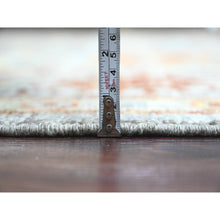 Load image into Gallery viewer, 7&#39;10&quot;x9&#39;9&quot; Pewter Gray, 100% Wool,afghan Angora Oushak With Geometric Leaf Design, Vegetable Dyes, Hand Knotted, Oriental Rug FWR538554