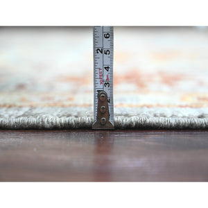 7'10"x9'9" Pewter Gray, 100% Wool,afghan Angora Oushak With Geometric Leaf Design, Vegetable Dyes, Hand Knotted, Oriental Rug FWR538554