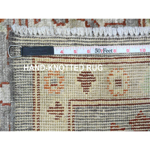 7'10"x9'9" Pewter Gray, 100% Wool,afghan Angora Oushak With Geometric Leaf Design, Vegetable Dyes, Hand Knotted, Oriental Rug FWR538554