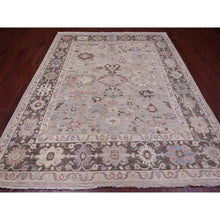Load image into Gallery viewer, 8&#39;2&quot;x9&#39;8&quot; Beaver Brown, Leaf Design, Afghan Angora Oushak, Natural Dyes, Pure Wool, Hand Knotted, Oriental Rug FWR538560