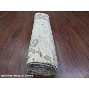 8'2"x9'8" Beaver Brown, Leaf Design, Afghan Angora Oushak, Natural Dyes, Pure Wool, Hand Knotted, Oriental Rug FWR538560