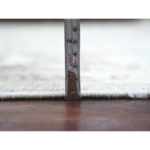 8'2"x9'8" Beaver Brown, Leaf Design, Afghan Angora Oushak, Natural Dyes, Pure Wool, Hand Knotted, Oriental Rug FWR538560