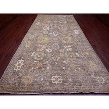 Load image into Gallery viewer, 8&#39;x15&#39;7&quot; Pecan Brown, Pure Wool, Afghan Angora Oushak with All Over Floral Design, Veggie Dyes, Hand Knotted, Gallery Size, Wide Runner, Oriental Rug FWR538566