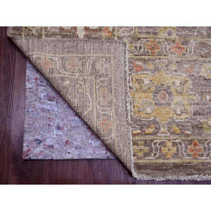 8'x15'7" Pecan Brown, Pure Wool, Afghan Angora Oushak with All Over Floral Design, Veggie Dyes, Hand Knotted, Gallery Size, Wide Runner, Oriental Rug FWR538566