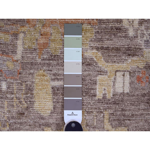 8'x15'7" Pecan Brown, Pure Wool, Afghan Angora Oushak with All Over Floral Design, Veggie Dyes, Hand Knotted, Gallery Size, Wide Runner, Oriental Rug FWR538566