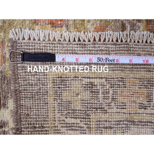 8'x15'7" Pecan Brown, Pure Wool, Afghan Angora Oushak with All Over Floral Design, Veggie Dyes, Hand Knotted, Gallery Size, Wide Runner, Oriental Rug FWR538566