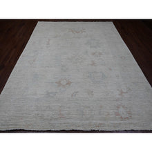Load image into Gallery viewer, 8&#39;x9&#39;7&quot; Misty Gray, Afghan Angora Oushak with Leaf Design, Natural Dyes, Pure Wool, Hand Knotted, Oriental Rug FWR538596