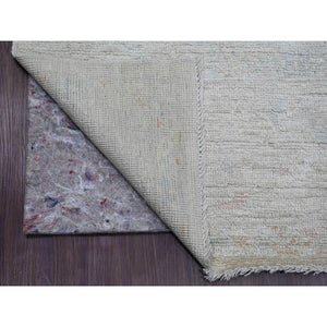 8'x9'7" Misty Gray, Afghan Angora Oushak with Leaf Design, Natural Dyes, Pure Wool, Hand Knotted, Oriental Rug FWR538596
