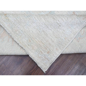 8'x9'7" Misty Gray, Afghan Angora Oushak with Leaf Design, Natural Dyes, Pure Wool, Hand Knotted, Oriental Rug FWR538596