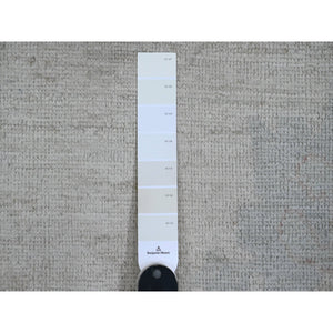 8'x9'7" Misty Gray, Afghan Angora Oushak with Leaf Design, Natural Dyes, Pure Wool, Hand Knotted, Oriental Rug FWR538596