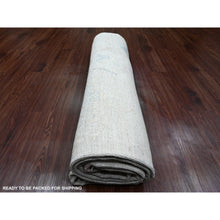 Load image into Gallery viewer, 8&#39;x9&#39;7&quot; Misty Gray, Afghan Angora Oushak with Leaf Design, Natural Dyes, Pure Wool, Hand Knotted, Oriental Rug FWR538596
