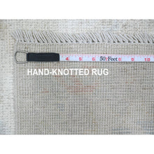 Load image into Gallery viewer, 8&#39;x9&#39;7&quot; Misty Gray, Afghan Angora Oushak with Leaf Design, Natural Dyes, Pure Wool, Hand Knotted, Oriental Rug FWR538596
