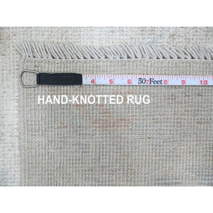 8'x9'7" Misty Gray, Afghan Angora Oushak with Leaf Design, Natural Dyes, Pure Wool, Hand Knotted, Oriental Rug FWR538596