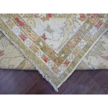Load image into Gallery viewer, 8&#39;1&quot;x9&#39;7&quot; Amber Green, Afghan Angora Oushak With Large Leaf Design, 100% Wool, Veggie Dyes, Hand Knotted, Oriental Rug FWR538602