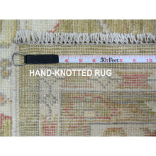 Load image into Gallery viewer, 8&#39;1&quot;x9&#39;7&quot; Amber Green, Afghan Angora Oushak With Large Leaf Design, 100% Wool, Veggie Dyes, Hand Knotted, Oriental Rug FWR538602