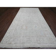 Load image into Gallery viewer, 7&#39;8&quot;x14&#39;10&quot; Cloud Gray, Hand Knotted, Afghan Angora Oushak With Faded Leaf Design, Natural Dyes, 100% Wool, Gallery Size, Wide Runner, Oriental Rug FWR538608