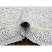 Load image into Gallery viewer, 7&#39;8&quot;x14&#39;10&quot; Cloud Gray, Hand Knotted, Afghan Angora Oushak with Faded Leaf Design, Natural Dyes, 100% Wool, Gallery Size, Wide Runner, Oriental Rug FWR538608