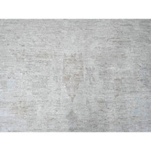 Load image into Gallery viewer, 7&#39;8&quot;x14&#39;10&quot; Cloud Gray, Hand Knotted, Afghan Angora Oushak with Faded Leaf Design, Natural Dyes, 100% Wool, Gallery Size, Wide Runner, Oriental Rug FWR538608
