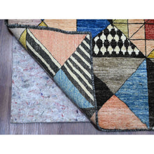 Load image into Gallery viewer, 8&#39;10&quot;x11&#39;9&quot; Charcoal Black, Bauhaus Inspired Design, Colorful Geometric Pattern, Arts and Crafts, Hand Knotted, 100% Wool, Oriental Rug FWR538626