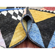 Load image into Gallery viewer, 8&#39;10&quot;x11&#39;9&quot; Charcoal Black, Bauhaus Inspired Design, Colorful Geometric Pattern, Arts and Crafts, Hand Knotted, 100% Wool, Oriental Rug FWR538626
