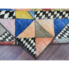 Load image into Gallery viewer, 8&#39;10&quot;x11&#39;9&quot; Charcoal Black, Bauhaus Inspired Design, Colorful Geometric Pattern, Arts and Crafts, Hand Knotted, 100% Wool, Oriental Rug FWR538626