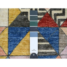 Load image into Gallery viewer, 8&#39;10&quot;x11&#39;9&quot; Charcoal Black, Bauhaus Inspired Design, Colorful Geometric Pattern, Arts and Crafts, Hand Knotted, 100% Wool, Oriental Rug FWR538626
