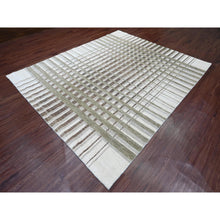 Load image into Gallery viewer, 8&#39;x9&#39;9&quot; Dark Vanilla Brown, Bauhaus Inspired Criss Cross Line Design, Hand Knotted, Soft and Velvety Wool, Oriental Rug FWR538638
