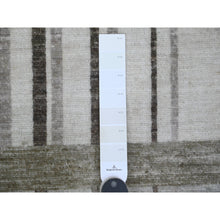 Load image into Gallery viewer, 8&#39;x9&#39;9&quot; Dark Vanilla Brown, Bauhaus Inspired Criss Cross Line Design, Hand Knotted, Soft and Velvety Wool, Oriental Rug FWR538638