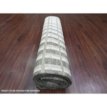 Load image into Gallery viewer, 8&#39;x9&#39;9&quot; Dark Vanilla Brown, Bauhaus Inspired Criss Cross Line Design, Hand Knotted, Soft and Velvety Wool, Oriental Rug FWR538638