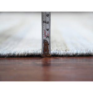 8'x9'9" Dark Vanilla Brown, Bauhaus Inspired Criss Cross Line Design, Hand Knotted, Soft and Velvety Wool, Oriental Rug FWR538638
