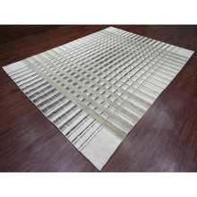 Load image into Gallery viewer, 8&#39;8&quot;x11&#39;8&quot; Beaver Brown, Bauhaus Inspired Criss Cross Line Design, Hand Knotted, 100% Wool, Oriental Rug FWR538644