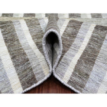 Load image into Gallery viewer, 8&#39;8&quot;x11&#39;8&quot; Beaver Brown, Bauhaus Inspired Criss Cross Line Design, Hand Knotted, 100% Wool, Oriental Rug FWR538644