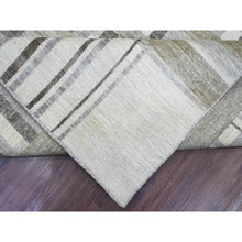 Load image into Gallery viewer, 8&#39;8&quot;x11&#39;8&quot; Beaver Brown, Bauhaus Inspired Criss Cross Line Design, Hand Knotted, 100% Wool, Oriental Rug FWR538644