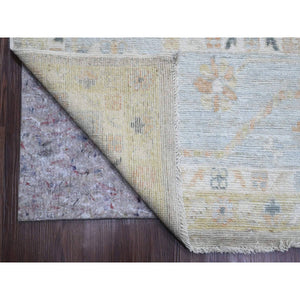 9'9"x17'3" Spanish Gray, 100% Wool, Afghan Angora Oushak with All Over Vines Design, Natural Dyes, Hand Knotted, Galley Size, Wide Runner, Oriental Rug FWR538650