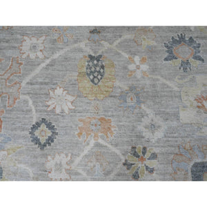 9'9"x17'3" Spanish Gray, 100% Wool, Afghan Angora Oushak with All Over Vines Design, Natural Dyes, Hand Knotted, Galley Size, Wide Runner, Oriental Rug FWR538650