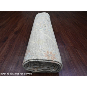 9'9"x17'3" Spanish Gray, 100% Wool, Afghan Angora Oushak with All Over Vines Design, Natural Dyes, Hand Knotted, Galley Size, Wide Runner, Oriental Rug FWR538650