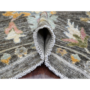 8'x9'10" Umber Brown, 100% Wool, Natural Dyes, Afghan Angora Oushak With Floral Pattern, Hand Knotted, Oriental Rug FWR538662