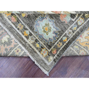 8'x9'10" Umber Brown, 100% Wool, Natural Dyes, Afghan Angora Oushak With Floral Pattern, Hand Knotted, Oriental Rug FWR538662