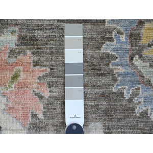 8'x9'10" Umber Brown, 100% Wool, Natural Dyes, Afghan Angora Oushak With Floral Pattern, Hand Knotted, Oriental Rug FWR538662