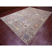 Load image into Gallery viewer, 10&#39;x13&#39;7&quot; Cedar Brown, Pure Wool, Afghan Angora Oushak With Colorful Leaf Design, Vegetable Dyes, Hand Knotted, Oriental Rug FWR538680