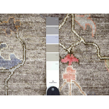 Load image into Gallery viewer, 10&#39;x13&#39;7&quot; Cedar Brown, Pure Wool, Afghan Angora Oushak With Colorful Leaf Design, Vegetable Dyes, Hand Knotted, Oriental Rug FWR538680