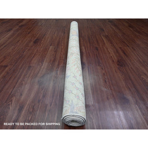 6'1"x6'1" Celadon Green, Afghan Peshawar with Birds of Paradise Design, Vegetable Dyes, Hand Knotted, Soft Wool, Square, Oriental Rug FWR538716