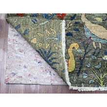 Load image into Gallery viewer, 5&#39;x6&#39;9&quot; Nevada Gray, Afghan Peshawar with Birds of Paradise Design, Natural Dyes, Hand Knotted, Soft Wool, Oriental Rug FWR538740